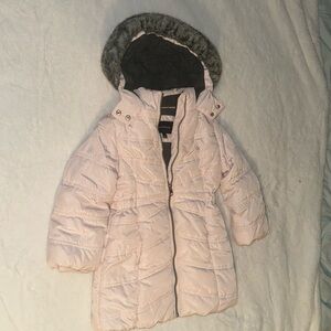 Calvin Klein jeans, size 4 kids, girls, jacket, pink with silver zipper silverCK